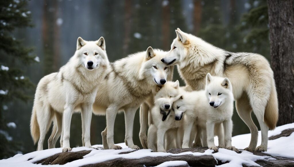 lobo blanco como símbolo de unidad familiar