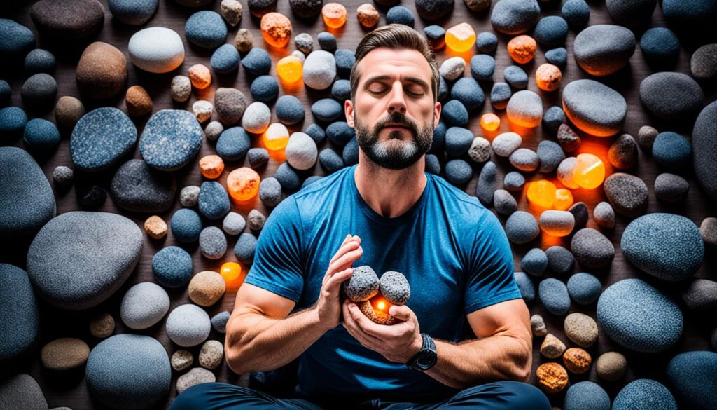 piedra volcánica y meditación